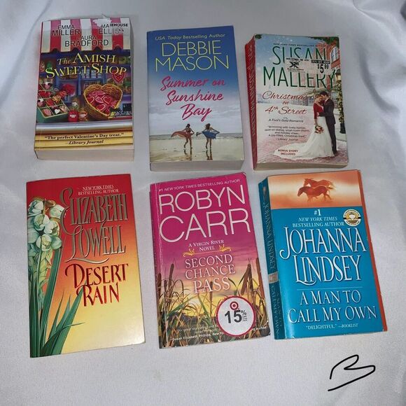 Lot of 6 pocket paper back books, by varied author, novels,romantic  fiction. - Picture 1 of 4
